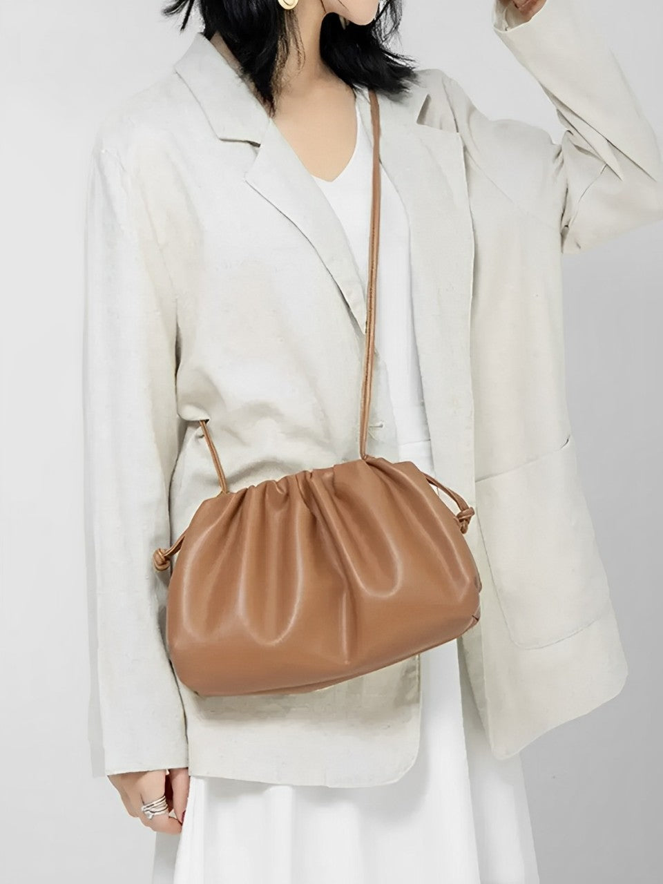 Bolsa Femenina Baguette Bandolera de Hombro en Cuero PU - Livia