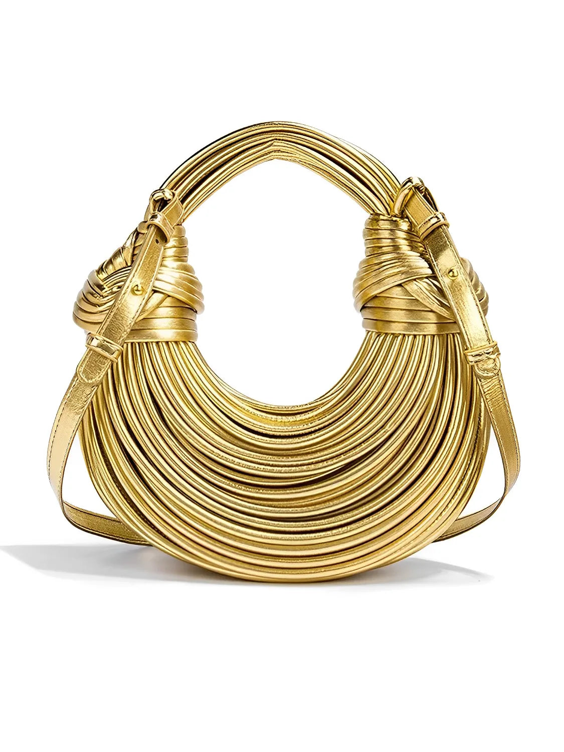 Bolsa Femenina Clutch de Mano con Detalles en Cuerdas y Nudos - Crada