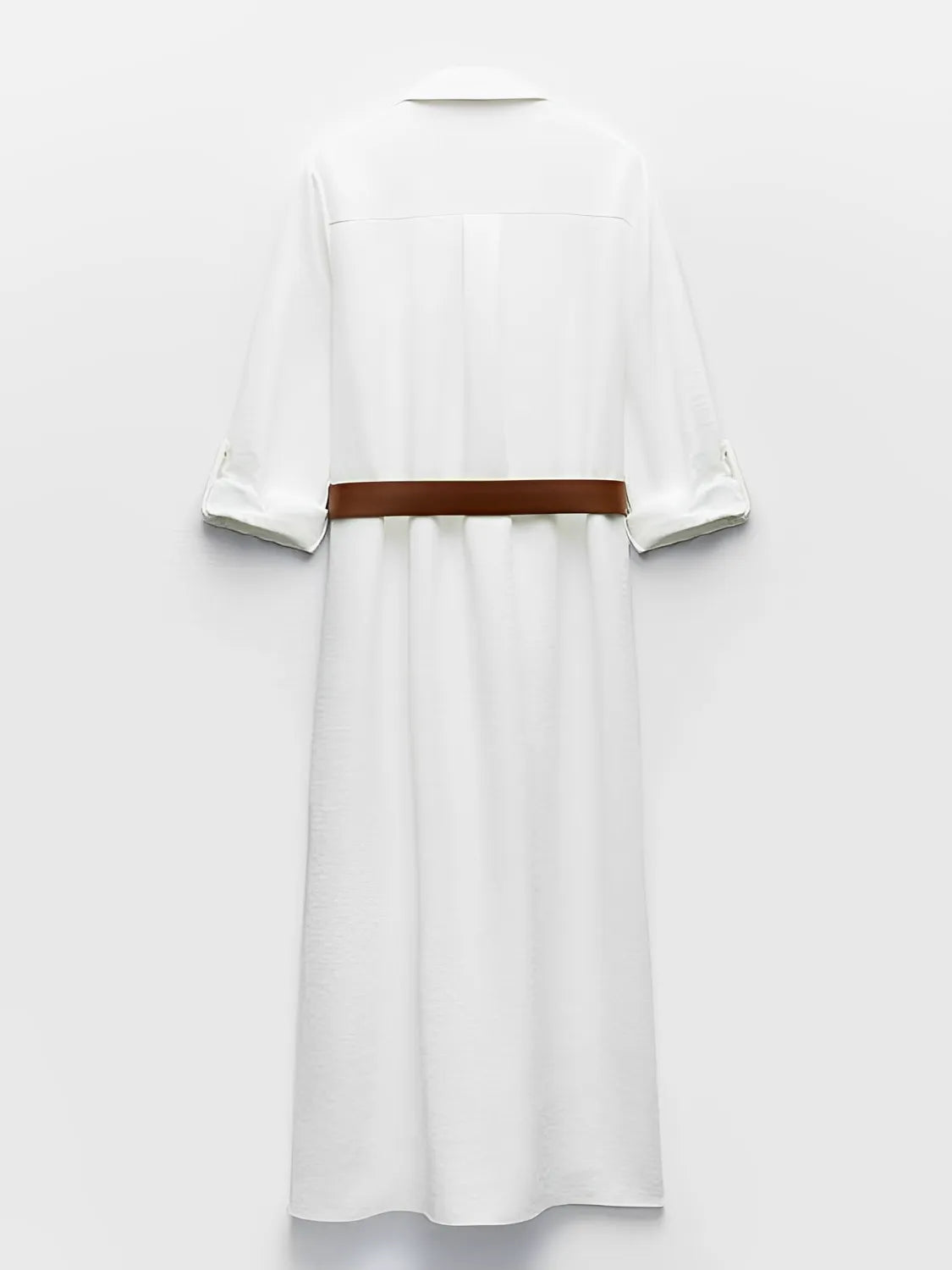 Vestido Femenino Chemise con Escote en V y Abertura Frontal en Botones - Alexandra