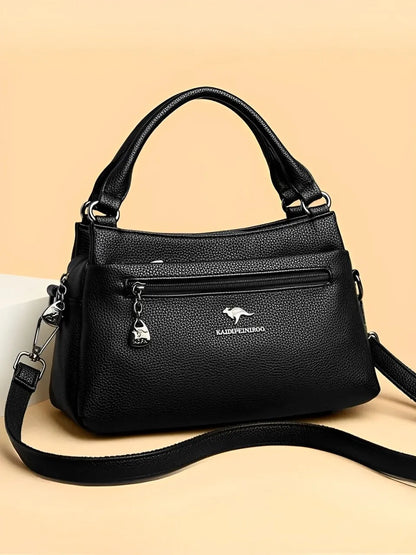 Bolsa Femenina Bandolera de Hombro en Cuero con Bolsillos Espaciosa - Amália