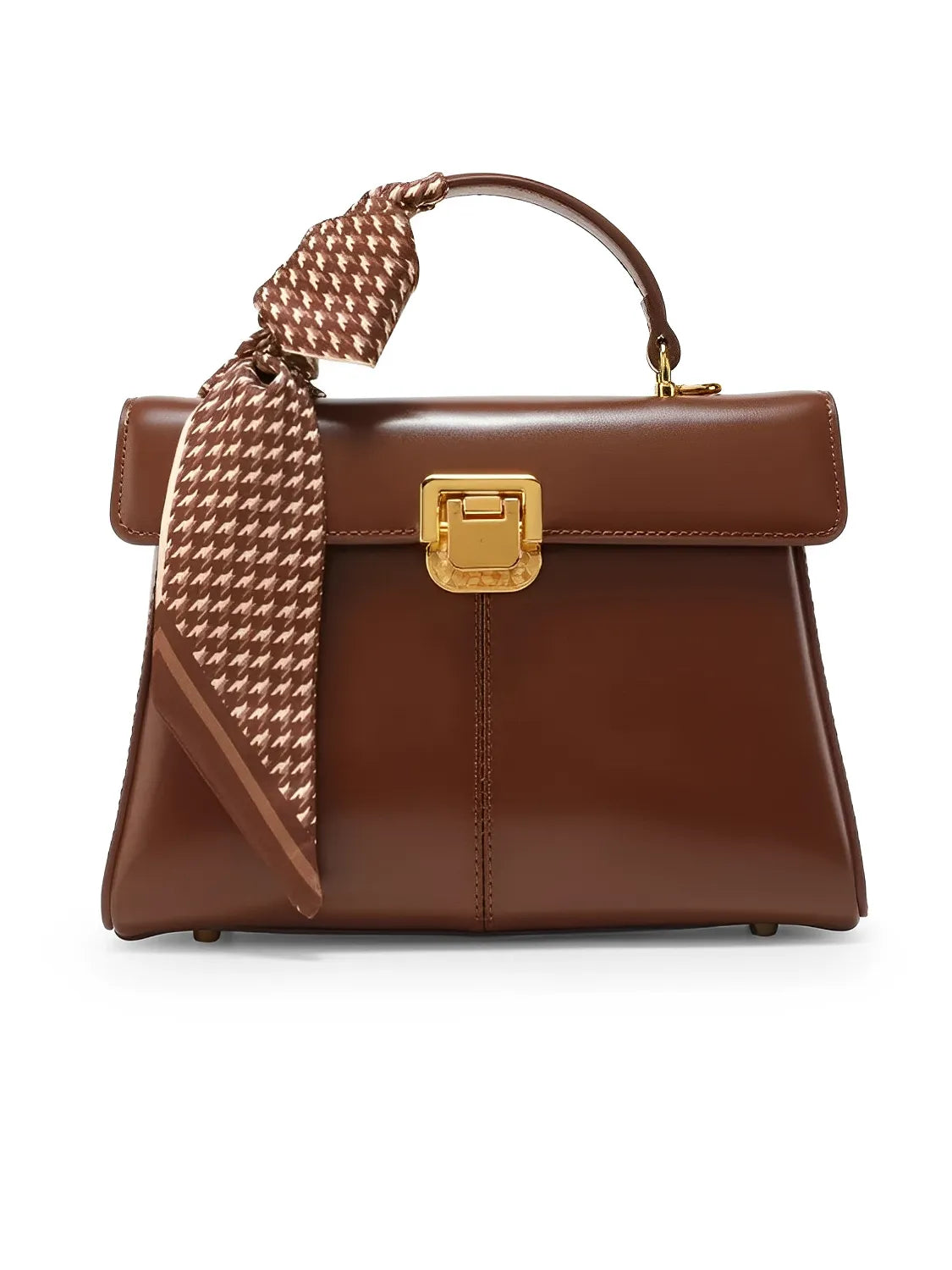 Bolsa Femenina de Cuero Bandolera con Paño Decorativo y Asa de Hombro Elegante - Lena