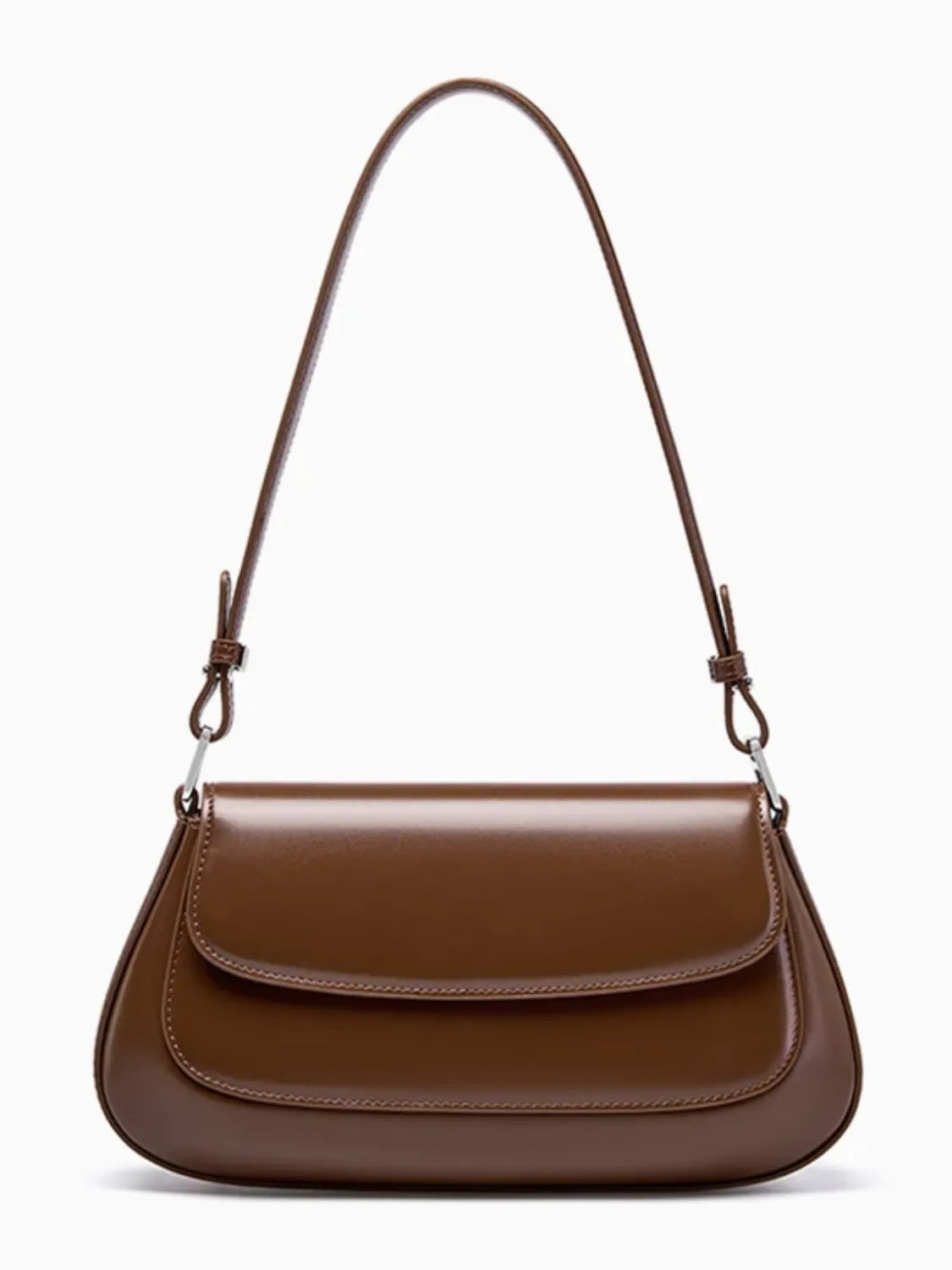 Bolsa Femenina Baguette de Hombro en Cuero con Asa Ajustable - Briana