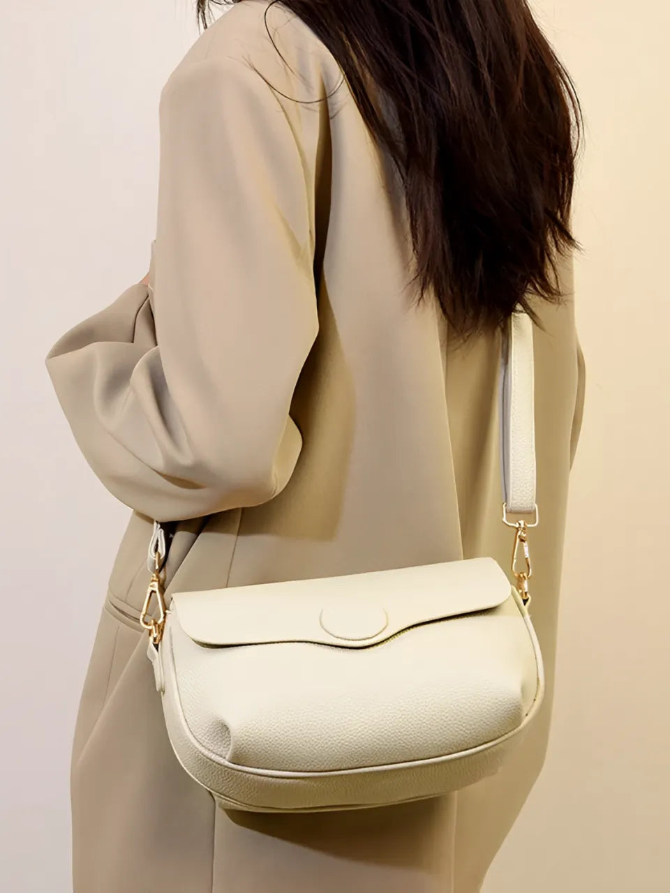 Bolsa Femenina de Hombro con Correa Ancha y Bolsillos con Cremallera - Jasmin