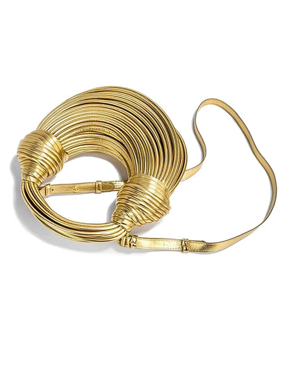 Bolsa Femenina Clutch de Mano con Detalles en Cuerdas y Nudos - Crada