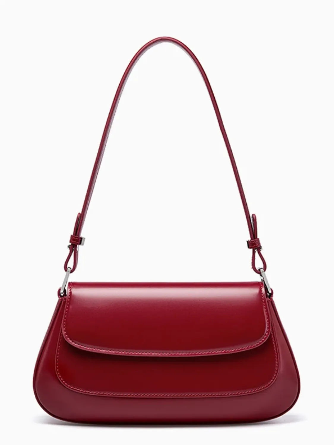 Bolsa Femenina Baguette de Hombro en Cuero con Asa Ajustable - Briana