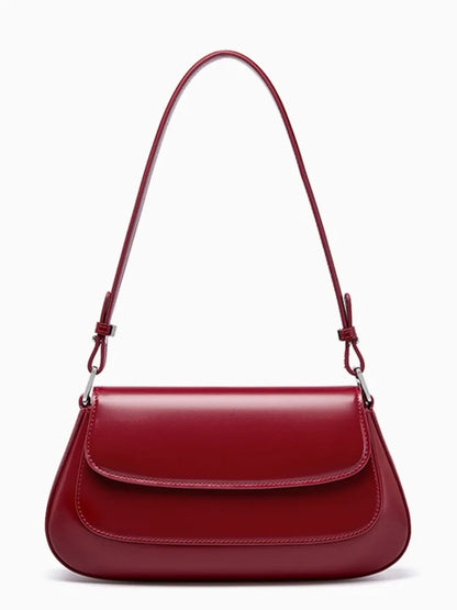 Bolsa Femenina Baguette de Hombro en Cuero con Asa Ajustable - Briana