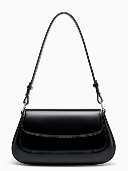 Bolsa Femenina Baguette de Hombro en Cuero con Asa Ajustable - Briana