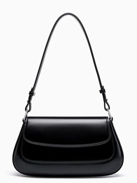 Bolsa Femenina Baguette de Hombro en Cuero con Asa Ajustable - Briana