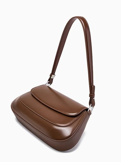Bolsa Femenina Baguette de Hombro en Cuero con Asa Ajustable - Briana