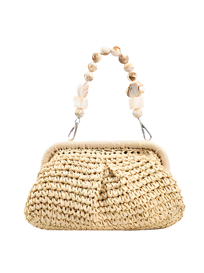 Bolsa Femenina Clutch en Paja con Asa de Pedrería - Laila