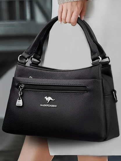Bolsa Femenina Bandolera de Hombro en Cuero con Bolsillos Espaciosa - Amália