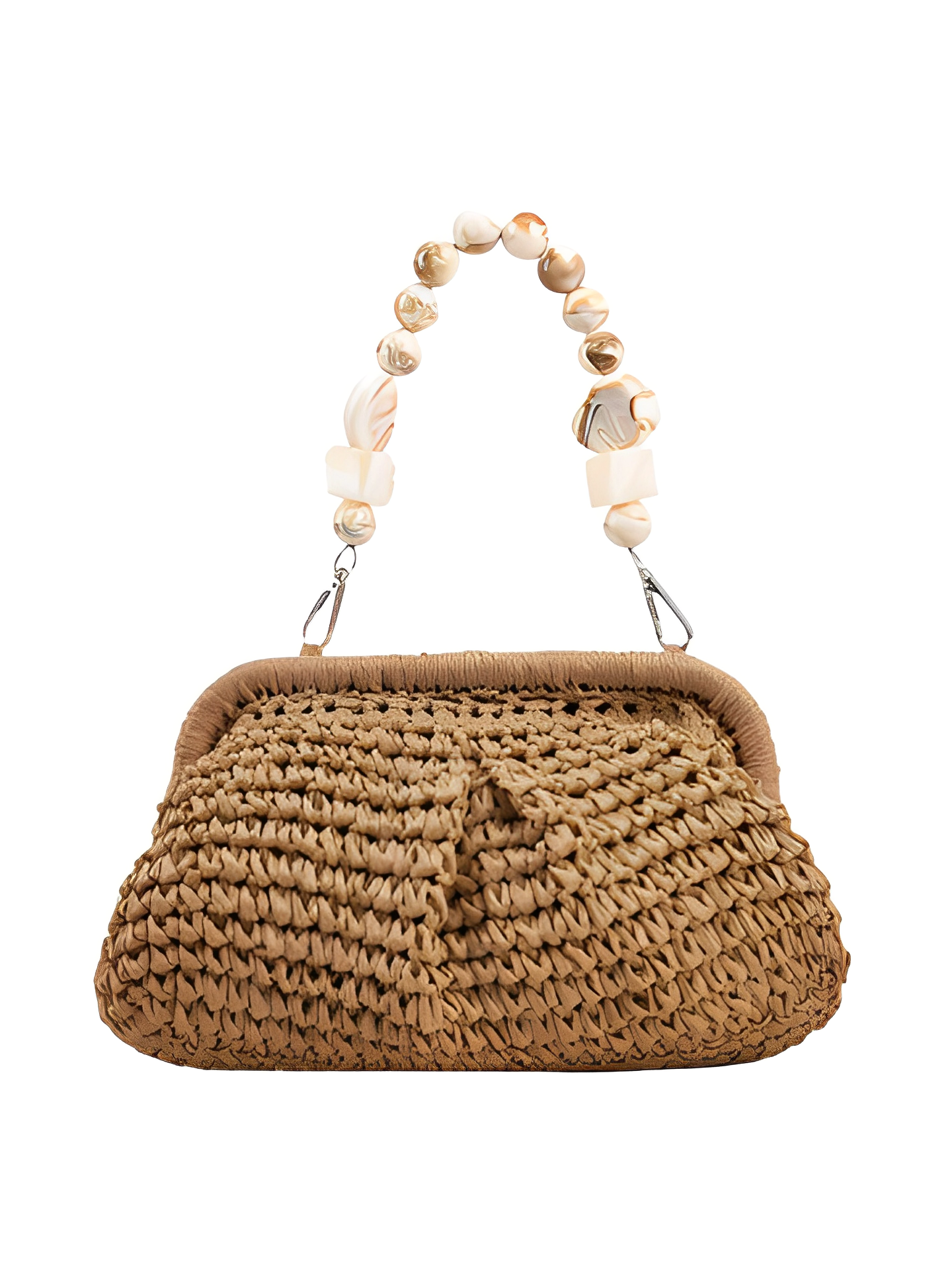 Bolsa Femenina Clutch en Paja con Asa de Pedrería - Laila