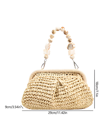 Bolsa Femenina Clutch en Paja con Asa de Pedrería - Laila