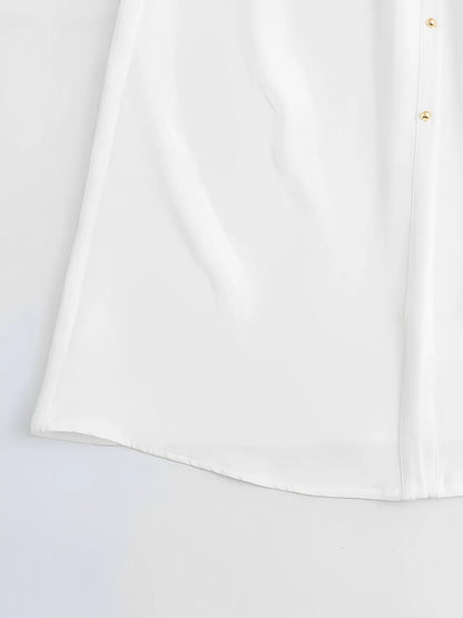 Vestido Femenino Chemise con Escote en V y Abertura Frontal en Botones - Alexandra