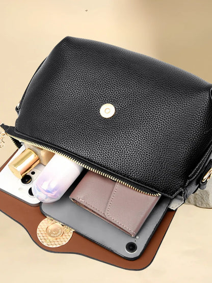 Bolsa Femenina de Hombro con Correa Ancha y Bolsillos con Cremallera - Jasmin