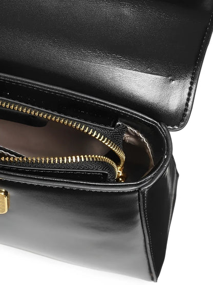 Bolsa Femenina de Cuero Bandolera con Paño Decorativo y Asa de Hombro Elegante - Lena