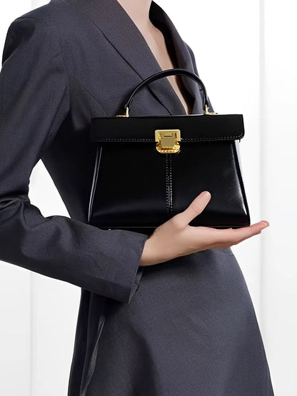 Bolsa Femenina de Cuero Bandolera con Paño Decorativo y Asa de Hombro Elegante - Lena
