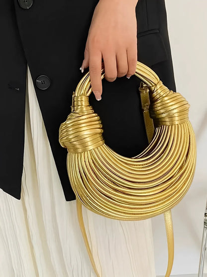 Bolsa Femenina Clutch de Mano con Detalles en Cuerdas y Nudos - Crada