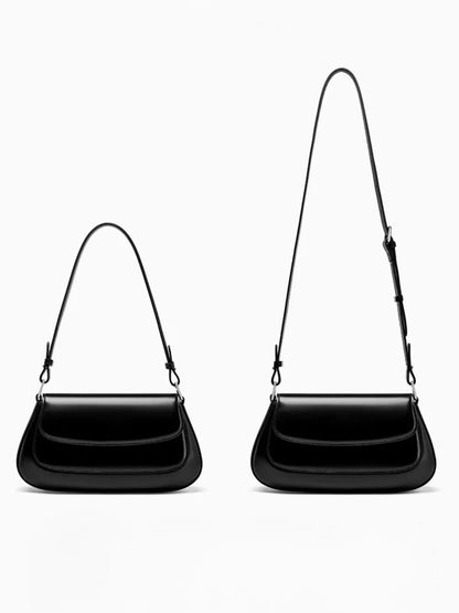 Bolsa Femenina Baguette de Hombro en Cuero con Asa Ajustable - Briana