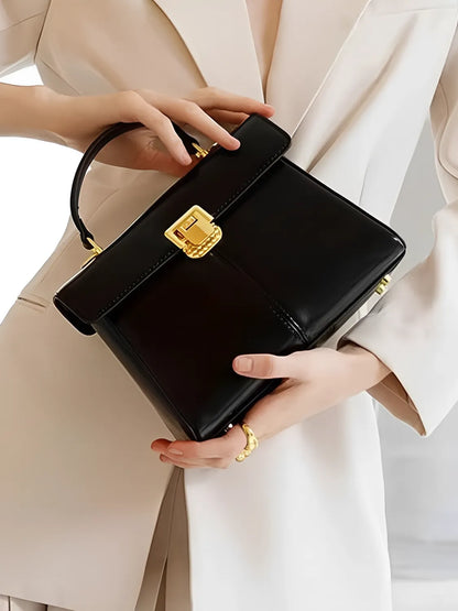 Bolsa Femenina de Cuero Bandolera con Paño Decorativo y Asa de Hombro Elegante - Lena
