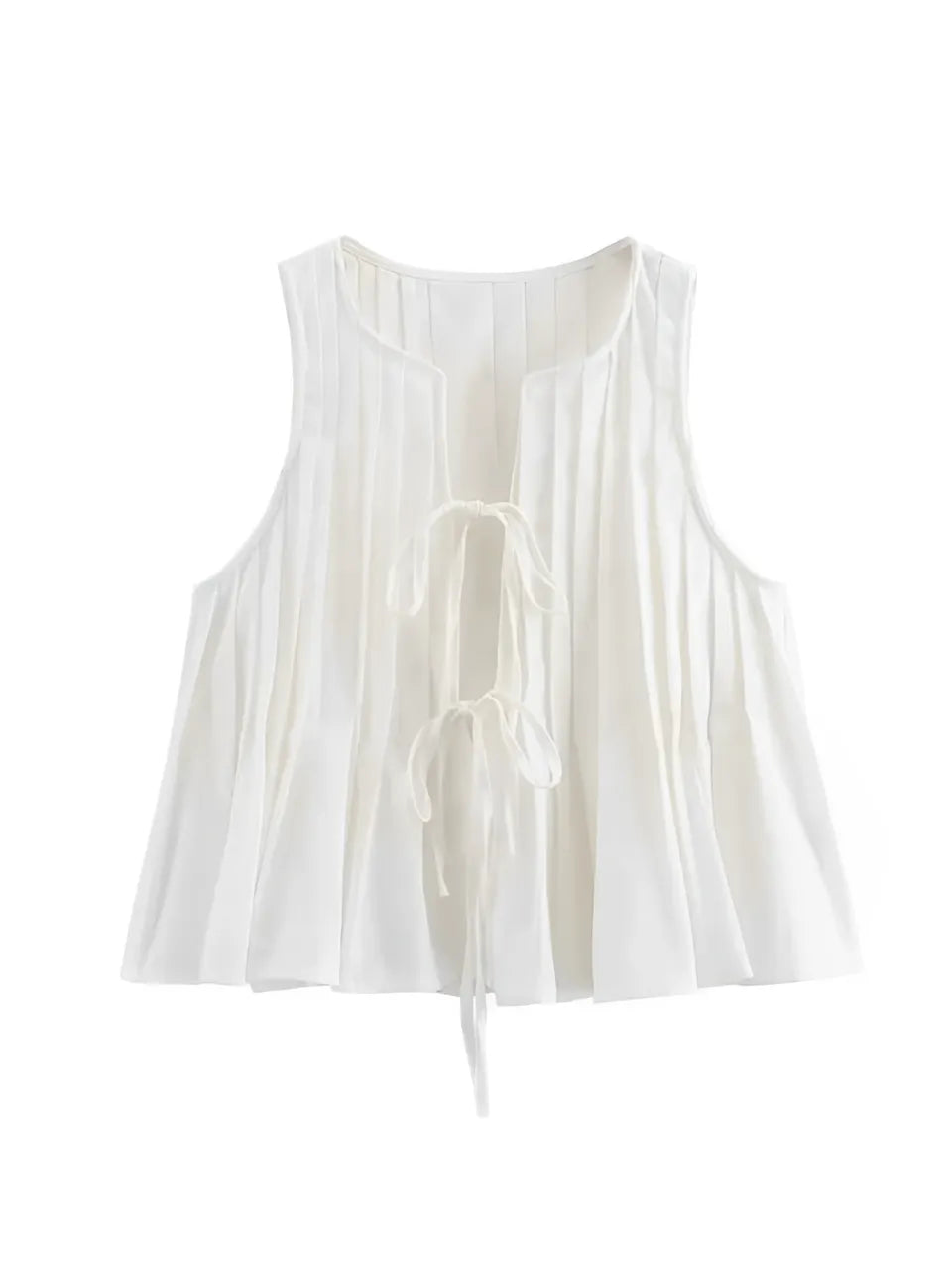 Conjunto Femenino con Blusa de Amarre Frontal Plisada y Falda Larga con Cremallera - Evie