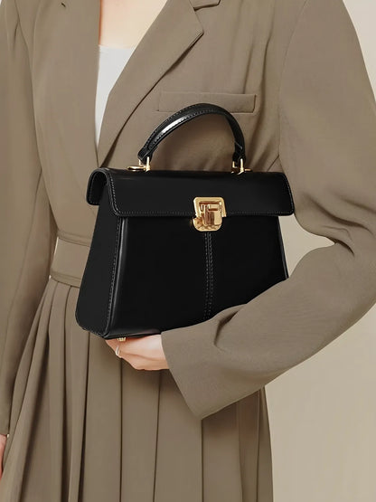 Bolsa Femenina de Cuero Bandolera con Paño Decorativo y Asa de Hombro Elegante - Lena