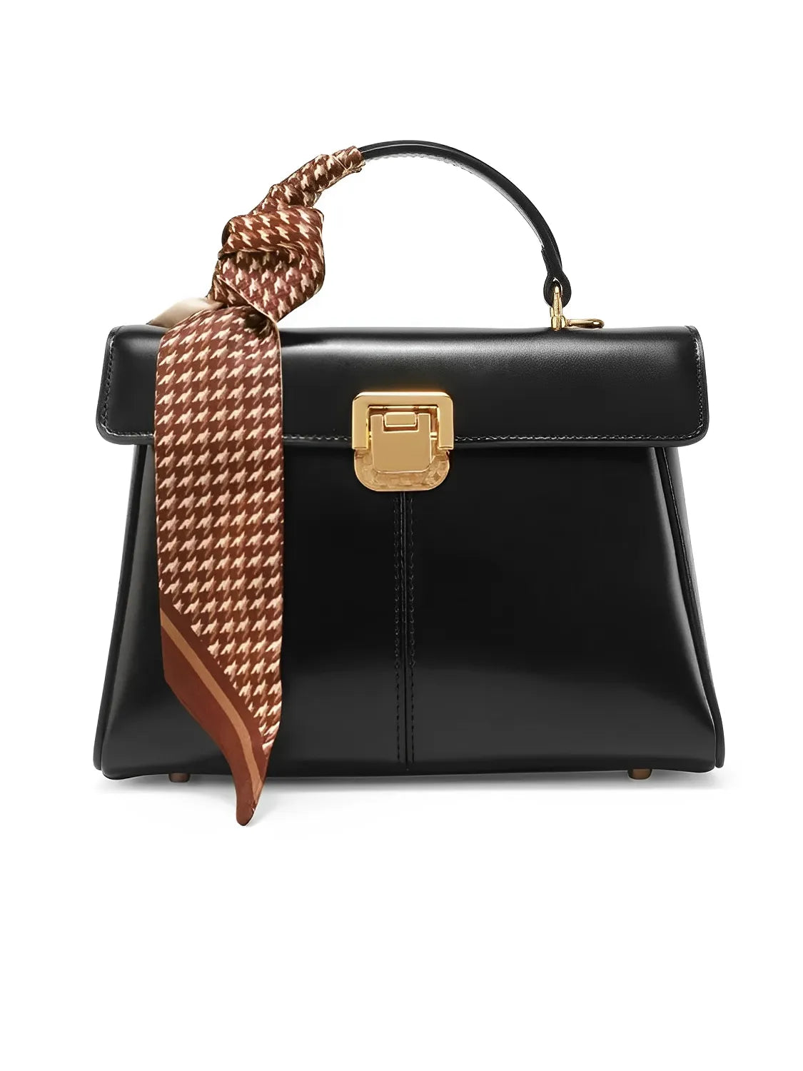 Bolsa Femenina de Cuero Bandolera con Paño Decorativo y Asa de Hombro Elegante - Lena