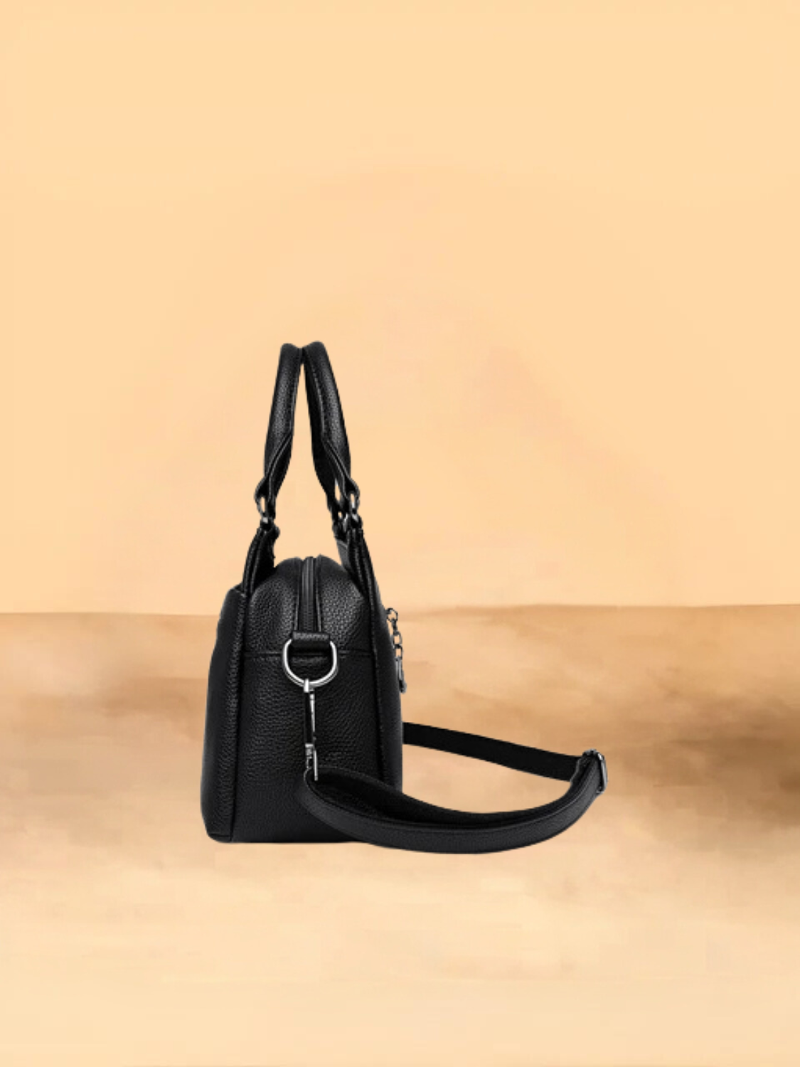 Bolsa Femenina Bandolera de Hombro en Cuero con Bolsillos Espaciosa - Amália